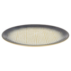 Blue & Yellow Geometric Dinner Plate – 10.5 Inch Ceramic Plate