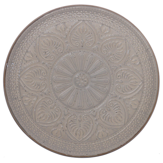 Brown Embossed Ceramic Dinner Plate 10.5 Inch – Classic Stoneware Tableware