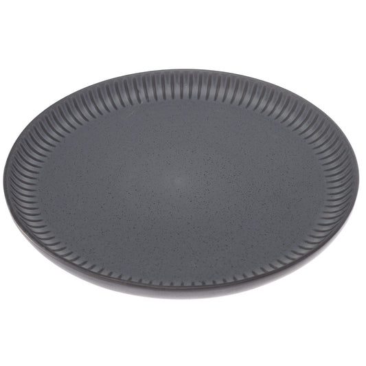 Grey Textured Rim Ceramic Dinner Plate 10.5 Inch – Contemporary Stoneware Tableware - Habitt