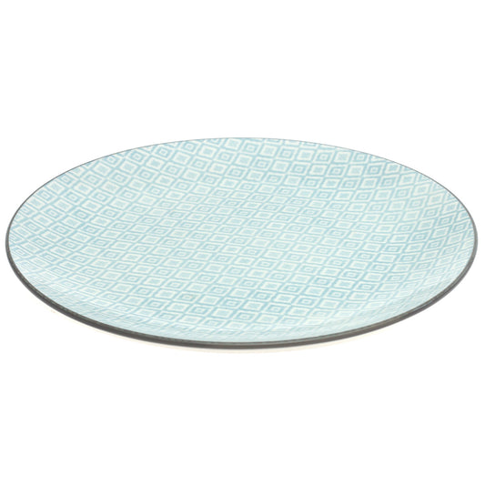 Light Blue Geometric Dinner Plate – 10.5 Inch Ceramic Plate