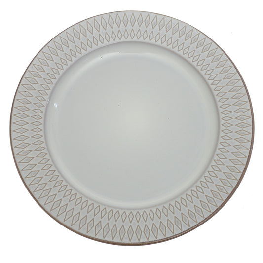 White Ceramic Dinner Plate 10.5 Inch – Elegant Patterned Stoneware Tableware