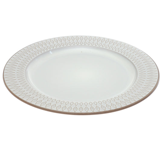 White Ceramic Dinner Plate 10.5 Inch – Elegant Patterned Stoneware Tableware - Habitt
