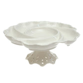 White Pedestal Dry Fruit Dish – 10.5 Inch Decorative Ceramic Serving Dish - Habitt