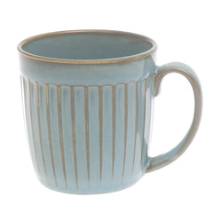 Blue Ceramic Mug with Ribbed Texture – 3 x 3.5 Inch