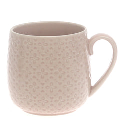 Pink Ceramic Mug – 4 x 4.5 Inches | Embossed Floral Coffee & Tea Mug - Habitt