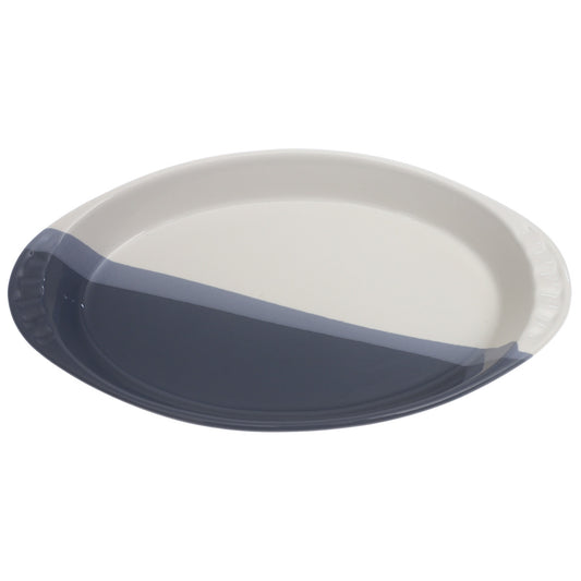 Oval Ceramic Serving Dish in Blue & White – 7.5 x 14 Inch