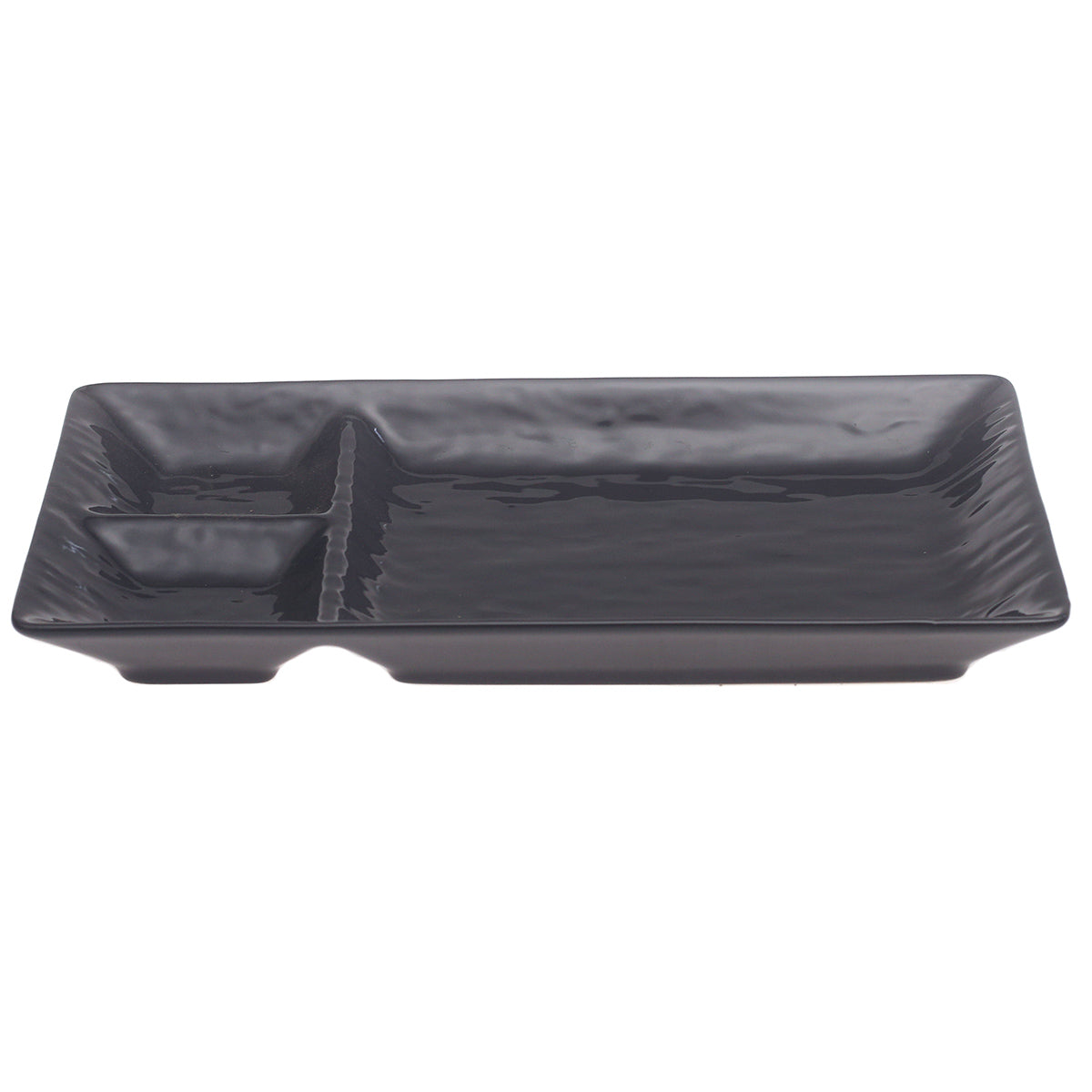Black Ceramic Platter – 4.5 x 10 Inches | Divided Modern Serving Platter - Habitt