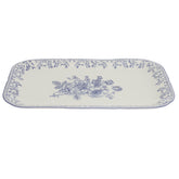 Blue & White Floral Serving Platter 8 x 12 Inch – Classic Rectangular Ceramic Platter - Habitt