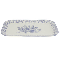 Blue & White Floral Serving Platter 8 x 12 Inch – Classic Rectangular Ceramic Platter - Habitt