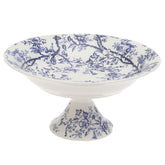 Blue & White Pedestal Serving Platter 9 Inch – Elegant Floral Ceramic Cake & Display Stand - Habitt