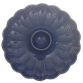 Blue Ceramic Platter – Textured Floral Design | 10 Inch - Habitt