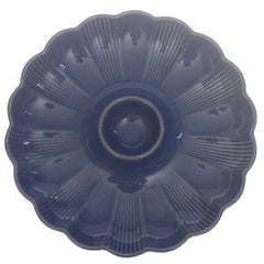 Blue Ceramic Platter – Textured Floral Design | 10 Inch