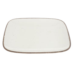 White Ceramic Serving Platter 10.5 Inch – Rustic Speckled Dinnerware Plate - Habitt