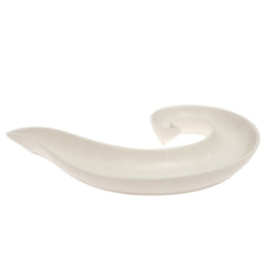 White Ceramic Platter – Modern Curved Design | 9.5 Inch