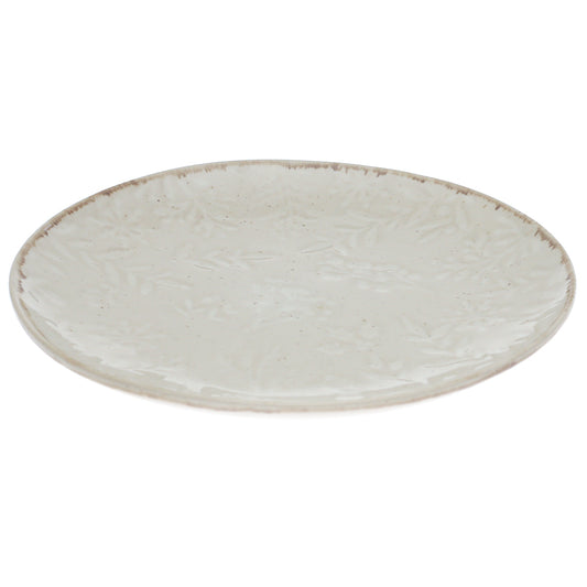 Beige Ceramic Quarter Plate 8 Inch | Textured Minimalist Snack & Dessert Plate - Habitt