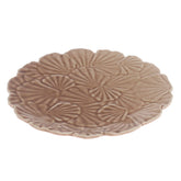 Brown Ceramic Quarter Plate 8 Inch – Textured Floral Design Snack & Dessert Plate - Habitt
