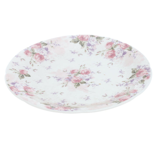 Pink & White Floral Quarter Plate 8 Inch – Elegant Ceramic Side Plate - Habitt