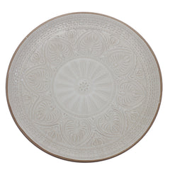 White Embossed Ceramic Quarter Plate 8 Inch | Elegant Snack & Dessert Plate