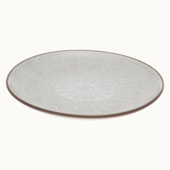 White Embossed Ceramic Quarter Plate 8 Inch | Elegant Snack & Dessert Plate