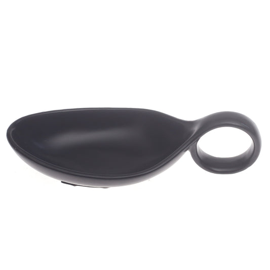 Black Ceramic Sauce Dish 4 x 2.5 Inch – Modern Spoon-Style Serving Dish