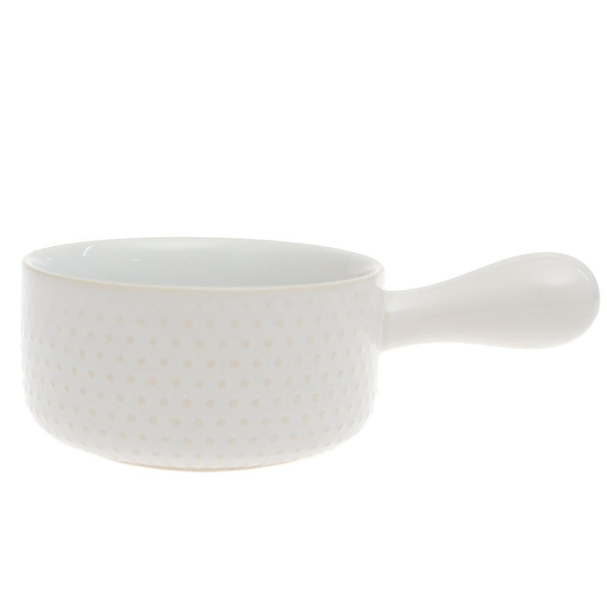 White Ceramic Serving Bowl with Handle – 5 Inch Minimalist Sauce & Soup Bowl - Habitt