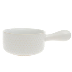 White Ceramic Serving Bowl with Handle – 5 Inch Minimalist Sauce & Soup Bowl - Habitt