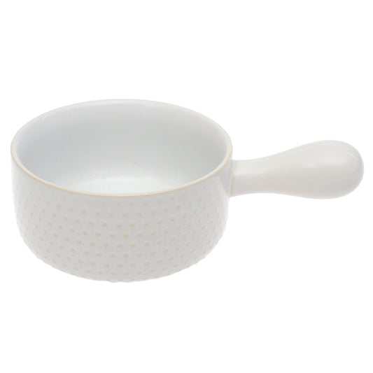 White Ceramic Serving Bowl with Handle – 5 Inch Minimalist Sauce & Soup Bowl