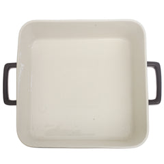 Black Ceramic Square Serving Dish 10 x 10 Inch – Modern Deep Baking & Serving Dish with Handles