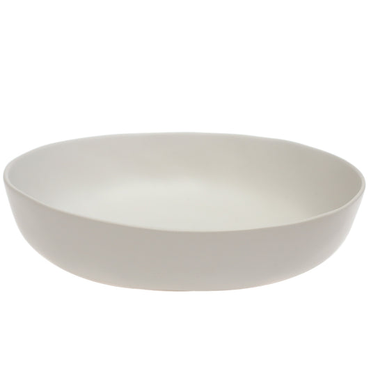 White Ceramic Oval Serving Dish 8.5 x 11 Inch – Minimalist Glazed Platter - Habitt