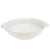White Ceramic Serving Dish 9 Inch – Minimalist Round Serving Bowl with Handles - Habitt