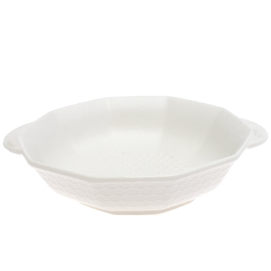 White Ceramic Serving Dish 9 Inch – Minimalist Round Serving Bowl with Handles - Habitt