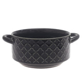 Black Ceramic Soup Cup 5.5 Inch – Modern Textured Soup Bowl with Handles - Habitt