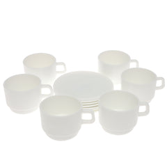 250ml Opal Glass Cup Set – 6 Pcs Elegant White Tea & Coffee Cups