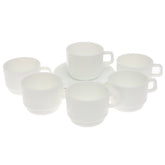250ml Opal Glass Cup Set – 6 Pcs Elegant White Tea & Coffee Cups - Habitt