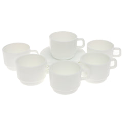 250ml Opal Glass Cup Set – 6 Pcs Elegant White Tea & Coffee Cups