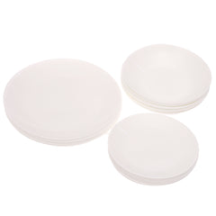 White Opal Glass Dinner Set – 18 Pieces Elegant Everyday Tableware - Habitt