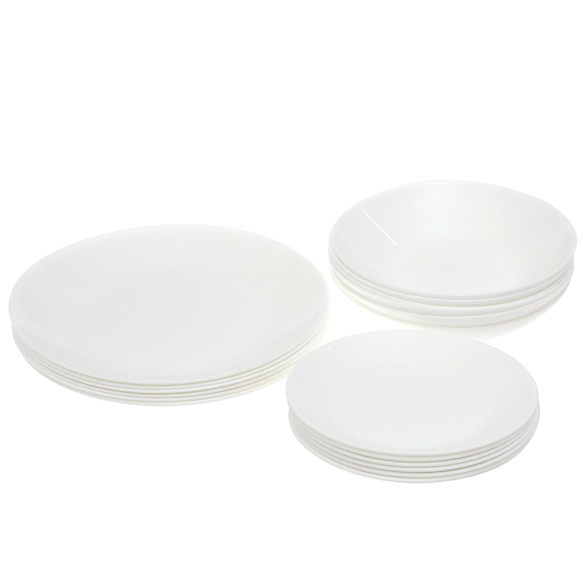 White Opal Glass Dinner Set – 18 Pieces Elegant Everyday Tableware - Habitt