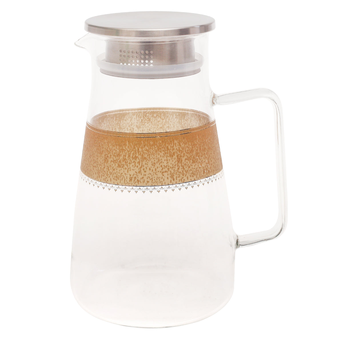 Glass Jug with Golden Design & Stainless Steel Infuser – Elegant Serving Pitcher - Habitt
