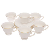 White & Gold 6-Piece Cup and Saucer Set – Elegant Tea & Coffee - Habitt
