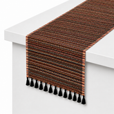 Boho Tribal Bamboo Table Runner – Black Multi Ethnic Geometric Design (13x19, 13x45, 13x72)