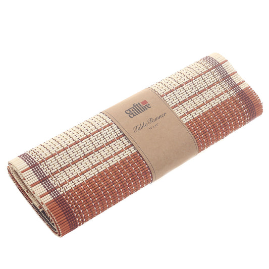 Handwoven Bamboo Table Mat – Orange Shades Boho Placemat 13x45 | Rustic Eco-Friendly Dining Mat (Copy) - Habitt