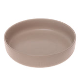 Beige Round Ceramic Serving Dish – Minimalist Ribbed Dinner Plate Bowl - Habitt