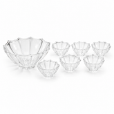 7-Piece Crystal Glass Fruit Bowl Set | Large Serving Bowl with 6 Dessert Bowls