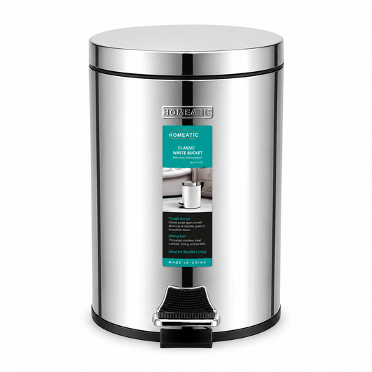 Homeatic Open Dustbin Silver – 5L