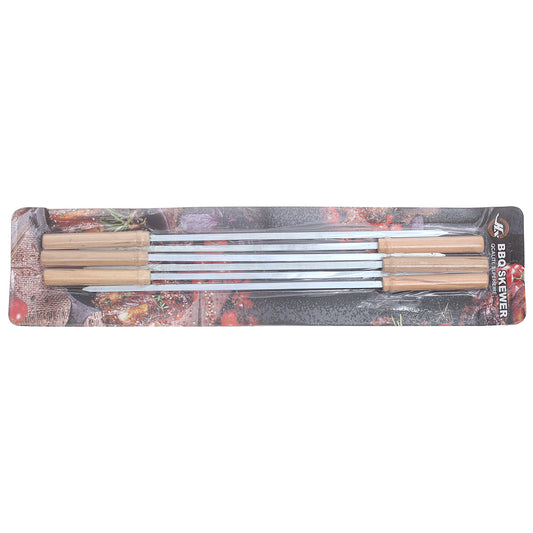 MD-5831 (HXB-23) 40cm Zinc BBQ Skewers – 6-Piece Reusable Grill Needle Set