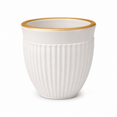 Small White Line Planter with Gold Rim – Decorative MERH Planter