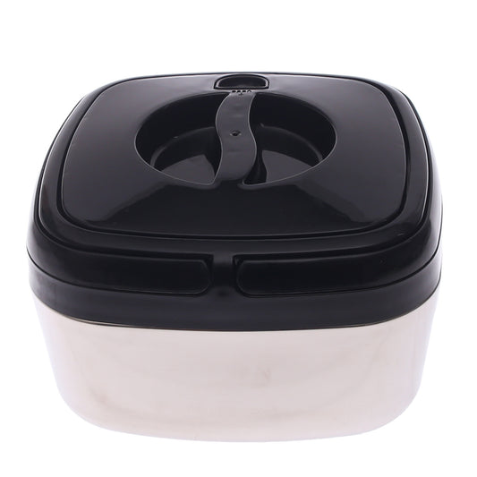 Compact Square Stainless Steel Hot Pot – Small Size Insulated Food Warmer with Black Lid | Modern Casserole Dish for Home & Kitchen