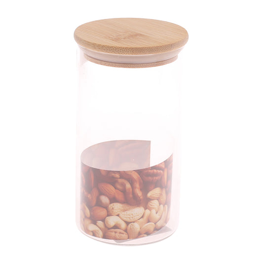 Round Glass Jar 320ml – GPG10-320/L3 with Airtight Bamboo Lid