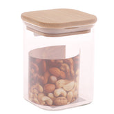 Square Glass Jar 230ml – GPG16-230/L3 with Bamboo Lid - Habitt