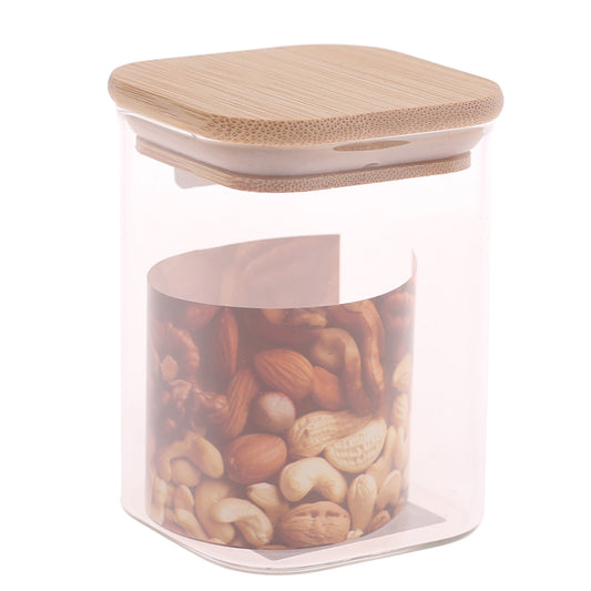 Square Glass Jar 230ml – GPG16-230/L3 with Bamboo Lid